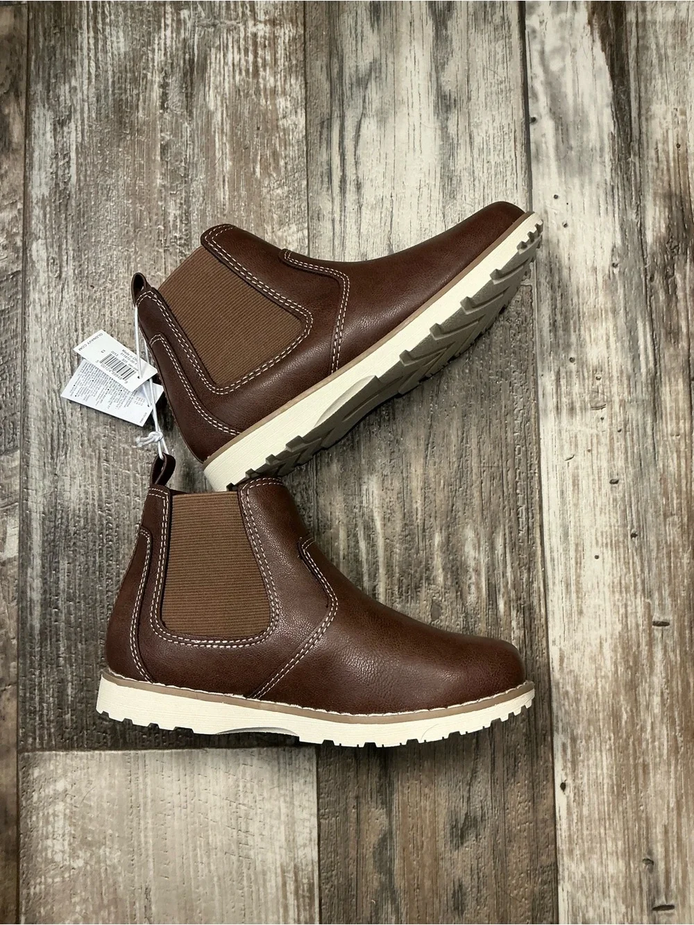 Old Navy Kid’s Brown Faux Leather Chelsea Slip on Boots Size 13